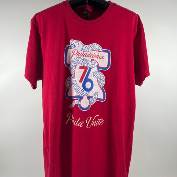 Philadelphia 76ers "Phila Unite" Snake Logo T-Shirt - With Gopuff Sleeve Log - Picture 1 of 4